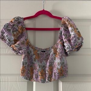 Floral Smocked Puff Sleeve Top